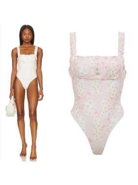 Frankie's Bikinis White Floral One-Piece Swimsuit